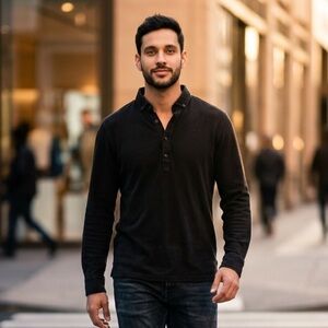 W2 Collection Men's Black Long Sleeve Shirt